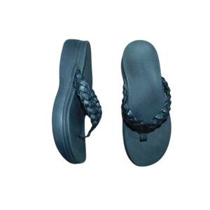 Vionic Size 8 Black Woven Platform Sandals